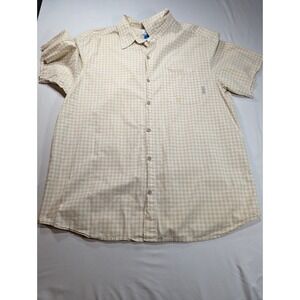 Columbia Casual sportwear Button Up Shirt Men's XL Yellow Plaid Cotton w/ Pocket